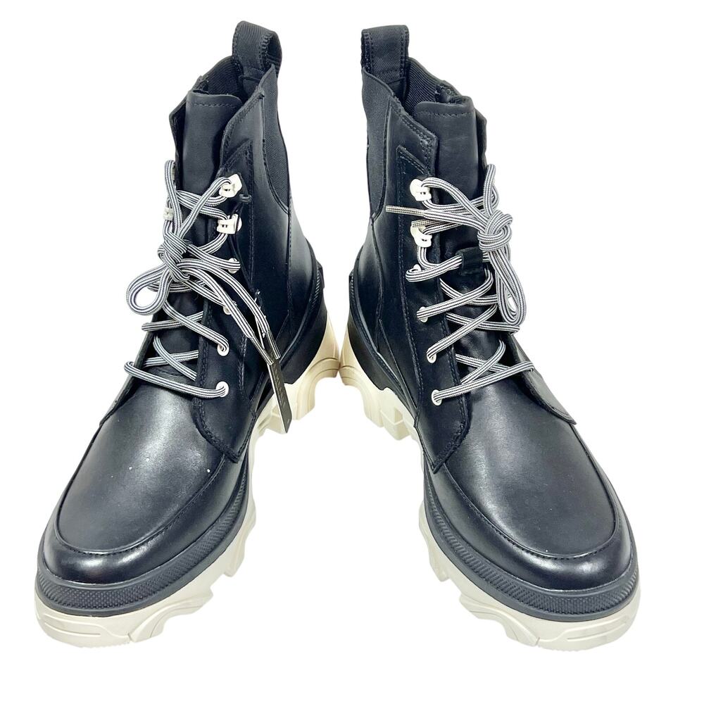 Sorel Brex Boot Lace Waterproof Boots Womens 8.5 Black White New - Picture 2 of 14